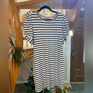 Lilly Pulitzer Annabella Striped Puff Sleeve Dress in High Tide, Large